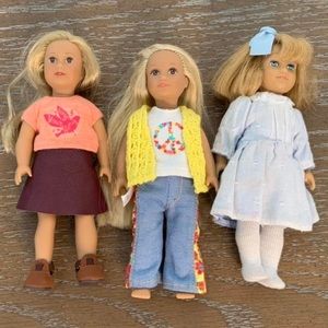 Mini American girl dolls.